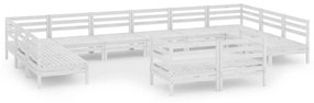 3083495 vidaXL Set mobilier de grădină, 12 piese, alb, lemn masiv de pin