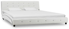 Cadru de pat, alb, 160 x 200 cm, piele ecologica Alb, 160 x 200 cm