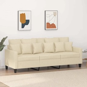 vidaXL Canapea cu 3 locuri, crem, 180 cm, material textil