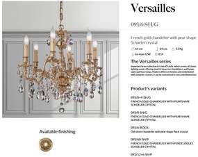 Candelabru 6 brate LUX cu cristale Scholer, Versailles