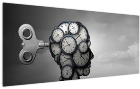 Tablou artistic cu cu cap și ceas (120x50 cm)