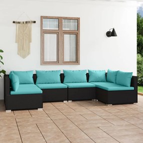 3101873 vidaXL Set mobilier de grădină cu perne, 6 piese, negru, poliratan