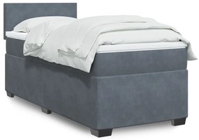 vidaXL Pat box spring cu saltea, gri închis, 80x200 cm, catifea