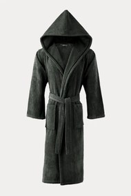 Halat de baie unisex STRIPE cu glugă Antracit / Black anthracite S