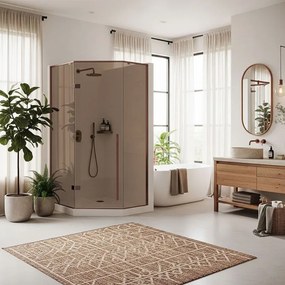 Cabina de dus DIAMOND cu cadita neagra 90x90 cm cupru periat