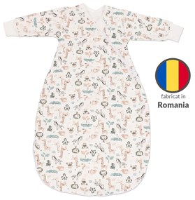 Sac de dormit cu maneci din bumbac flausat Kidizi Safari, 3-12 luni, 1 tog