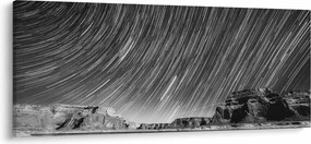 Tablou albnegru cu cerul și stele (120x50 cm)