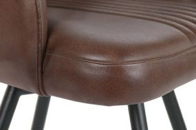 Fotoliu maro din piele vintage si metal