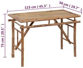 Masa de gradina pliabila, 115x50x75 cm, bambus 1, 115 x 50 x 75 cm