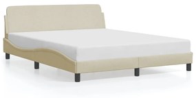 373210 vidaXL Cadru de pat cu tăblie, crem, 160x200 cm, textil