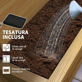 Outsunny Strat de Grădină Înălțat pe 4 Niveluri și Orificii de Drenaj, 75x57x60,5 cm, Lemn Natural | Aosom Romania