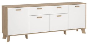 Comodă albă-în culoare naturală cu aspect de lemn de stejar 196x73x39 cm Ikast – Tvilum