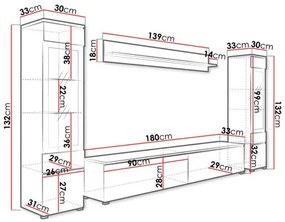 Zondo Mobilier living Selwyn II (Alb + Alb lucios ) (fără iluminat). 1054045