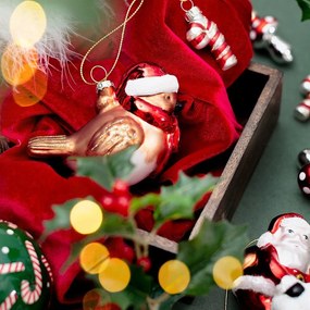 Ornament de Crăciun lucrat manual din sticlă 5 cm Robin – Sass &amp; Belle