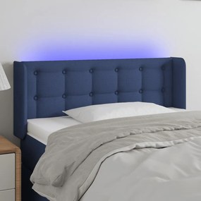 3123658 vidaXL Tăblie de pat cu LED, albastru, 93x16x78/88 cm, textil