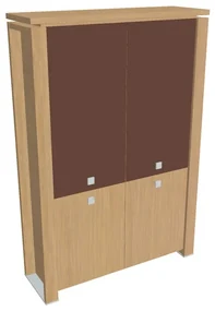Dulap înalt Verno+ 140 x 46 x 210 cm, uși combinate, stejar deschis / maro