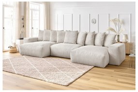 Colțar crem cu tapițerie din catifea reiată Voltaire – Bobochic Paris