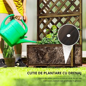 Outsunny Jardinieră de Exterior cu Spalier, Grilaj pentru Plante Cățărătoare și Ghiveci, 72.5x31.5x149.5 cm, Lemn Natural | Aosom Romania