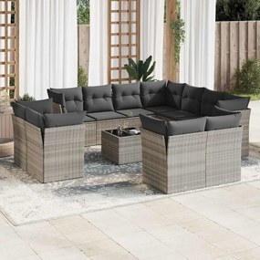 vidaXL Set canapele de grădină cu perne, 12piese gri deschis poliratan
