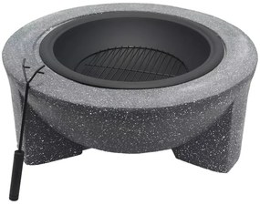 Focar portabil cu grătar, 79,5 x 38 cm, negru/granit închis