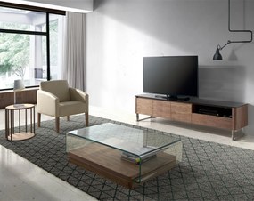 Comoda TV eleganta design LUX Walnut/Black AC-191-F