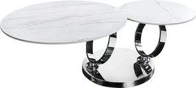 Masuta de cafea moderna cu doua blaturi rotative din ceramica DANCING RINGS 80-135cm