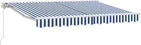 vidaXL Copertină retractabilă manuală Albastru și Alb 3,5 x 2,5 m