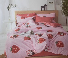 Lenjerii din bumbac pentru patut, Strawberry roz