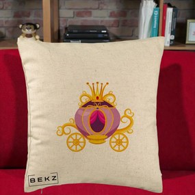 Perna Decorativa Trasura Regala Aurie, 40x40 cm, Bej, Husa Detasabila, Perna Inclusa, BEKZ®