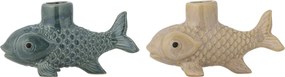 Set 2 suporturi pentru lumânări din ceramică în formă de pește, 13×7×5,5 cm, „Burne"