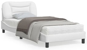 3207968 vidaXL Cadru de pat cu tăblie, alb, 90x190 cm, piele ecologică