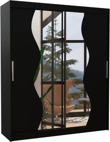 Dulap cu usi glisante si oglinda 180x215 cm, Medison, ADRK Furniture (Culoare: Alb)