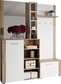 Set pentru anticameră, alb/stejar artisan, FANDU