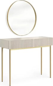 Masa de toaletă cu oglindă aurie Nicole 80 cm - cașmir / picioare aurii