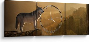 Tablou - Lup pe stăncă (cu ceas) (90x30 cm)