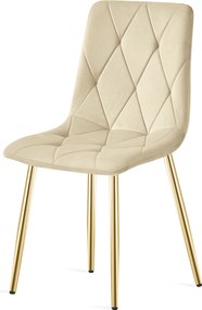 Scaun de dining catifea bej deschis LIBRA cu picioare aurii