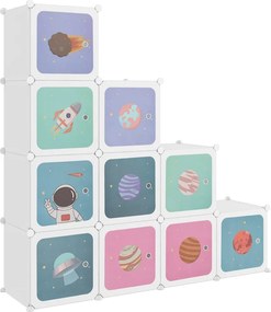 vidaXL Dulap de depozitare cub pentru copii cu 10 cuburi, alb, PP
