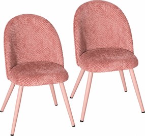 HOMCOM Set de 2 Scaune de Pranzo Moderne și Capitonate, Roz | Aosom Romania