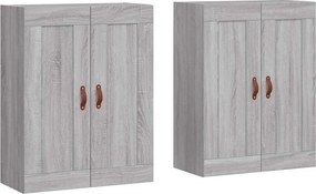vidaXL Dulapuri montate pe perete, 2 buc, gri Sonoma, lemn prelucrat