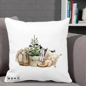 Perna Decorativa Colt Cozy de Craciun Boho, 40x40 cm, Alba Mata, Husa Detasabila, Perna Inclusa, BEKZ®
