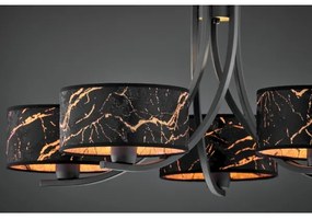 Jupiter 2107 - Candelabru cu lanț ARTHUR 5xE27/15W/230V negru/oranj/decor marmorat
