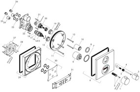 Baterie cada dus cu termostat, Hansgrohe, Ecostat square, Negru mat