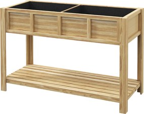 Outsunny Jardinieră pe picioare cu separator detașabil, raft, inserturi pentru irigare, material geotextil de drenaj 115L x 46l x 75Î cm | Aosom Romania