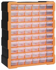 Organizator cu 60 de sertare, 38 x 16 x 47,5 cm Portocaliu si negru, 60 sertare, 1, 1