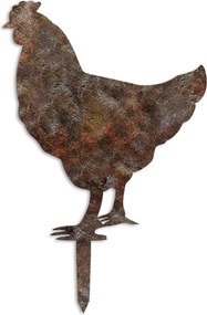 Decoratiune gradina CHICKEN A-01, maro, metal, 42x49 cm