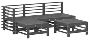 3186552 vidaXL Set mobilier relaxare de grădină 5 piese gri lemn masiv de pin