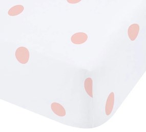 Cearceaf alb-roz din flanelă cu elastic 135x190 cm Polka Dot – Catherine Lansfield