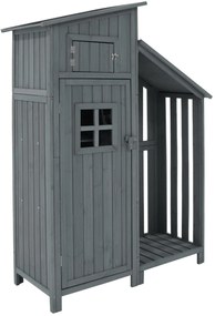 Dulap de grădină cu 2 rafturi, magazie de unelte cu spațiu de depozitare mare, 124L x 46P x 174Î cm, Gri