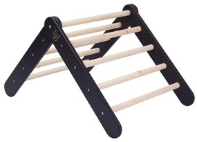 Triunghi Pikler de cățărat negru din lemn de pin 46x87x60 cm Montessori – Meowbaby