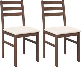 vidaXL Scaune sufragerie cu perne 2 buc. cauciuc din lemn masiv maro